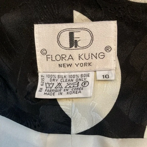 Flora Kung Large Polka Dot Black and White 2pc Peplum Floral Midi Ensemble Retro - Picture 2 of 16